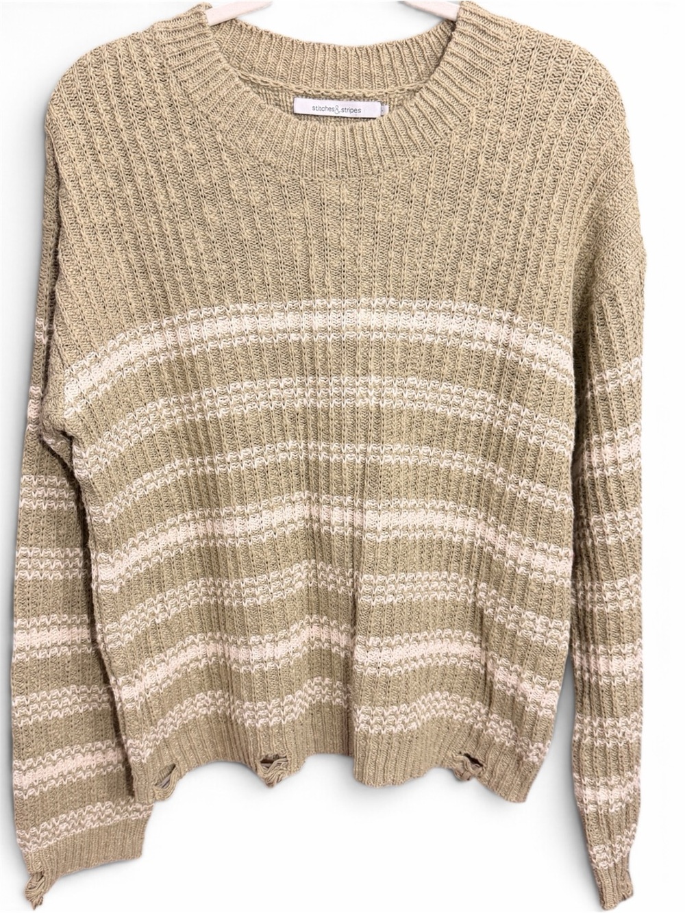 Women's Beige Striped Knit Sweater
